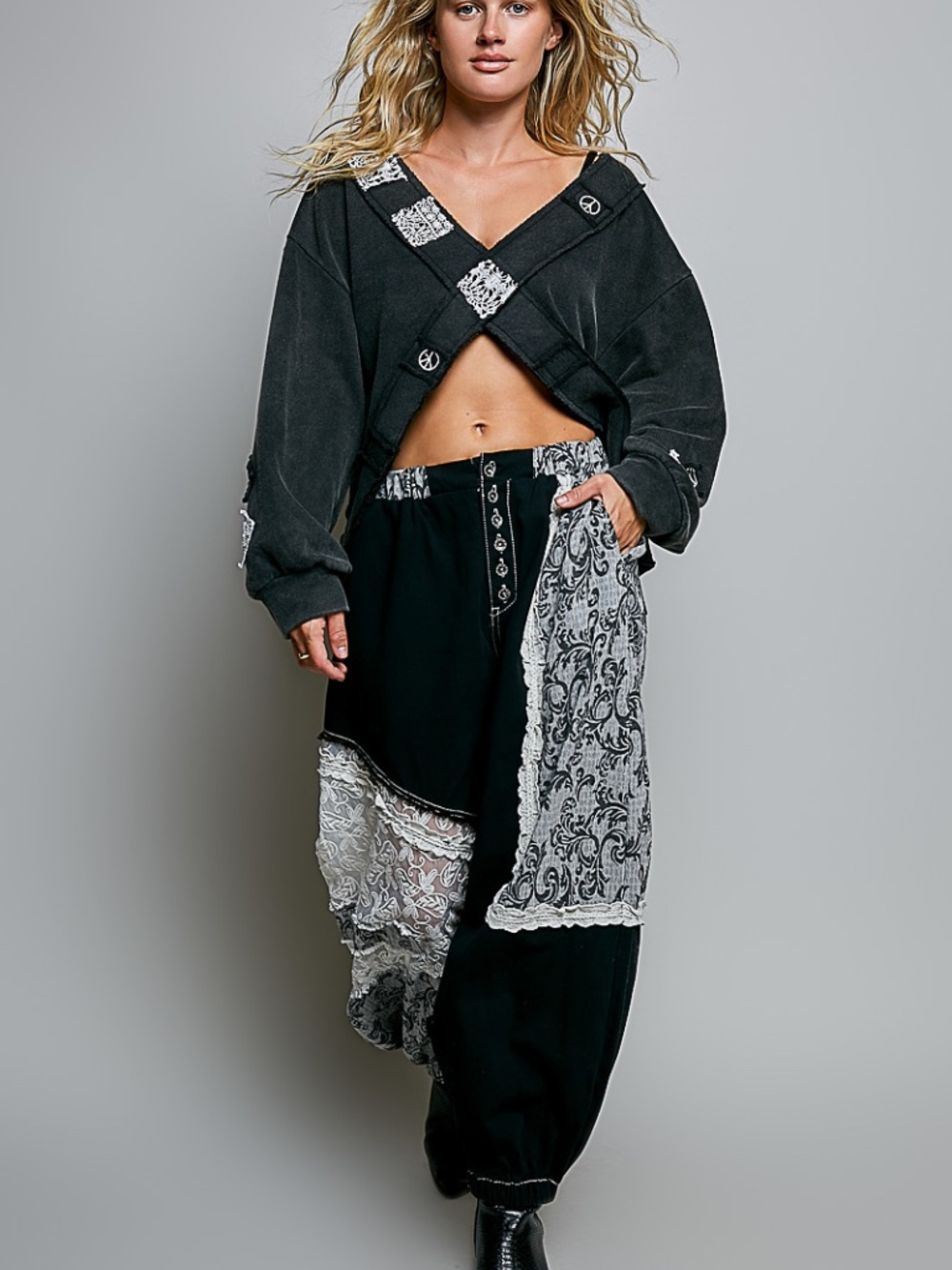 POL Peace Embroidered Lace Long Sleeve Top - Picture 4 of 6